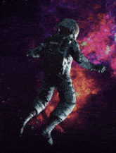 an astronaut with the name skidar on his back flies through space