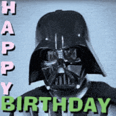 a picture of darth vader wearing a helmet with the words happy birthday below him