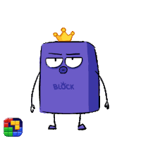 a cartoon of a block with a crown on it