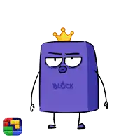 a cartoon of a block with a crown on it