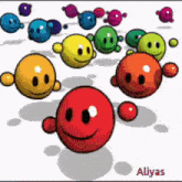 a bunch of smiley faces with the name aliyas on the bottom right