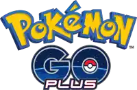 a logo for pokemon go plus with a pokemon in the center