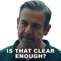 a man with gray hair and a beard is asking is that clear enough