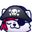 a cartoon polar bear wearing a pirate hat and eye patch .