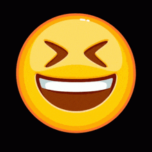 a yellow smiley face with its eyes closed and a big smile