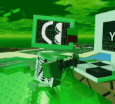 a computer screen with a skull on it and the letter y on it