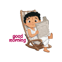 a cartoon of a man reading a newspaper with the words good morning below him