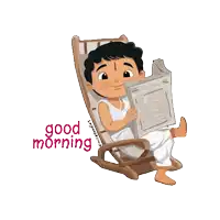 a cartoon of a man reading a newspaper with the words good morning below him