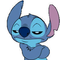 a stitch cartoon character with his arms crossed