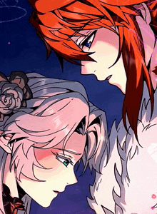 a drawing of a girl with red hair and a girl with white hair