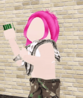 a girl with pink hair is wearing a shirt that says n88