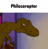 a cartoon of a t-rex with philosoraptor written above it