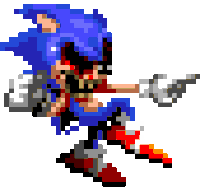 a pixel art of sonic the hedgehog with a gun in his hand
