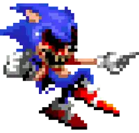 a pixel art of sonic the hedgehog with a gun in his hand