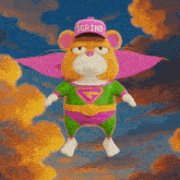 a cartoon character wearing a cape and a hat that says grind