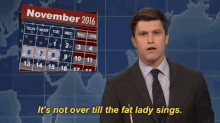 It'S Not Over Till The Lady Sings GIF - Colin Jost Fat Lady Singing Saturday Night Live GIFs
