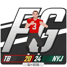 a cartoon of a football player with the number 3 on his jersey