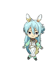 a cartoon character with long hair and bunny ears is holding a cannon .