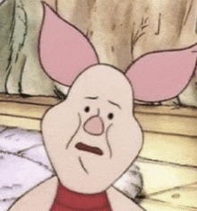 piglet from winnie the pooh is making a sad face .