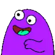 a pixel art drawing of a green monster with big eyes