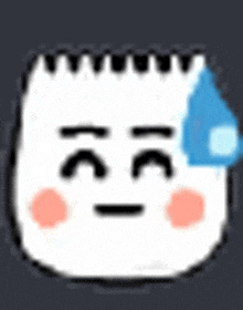 a pixel art drawing of a person 's face with a blue tear coming out of their nose .
