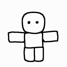 a black and white drawing of a gingerbread man with arms outstretched .