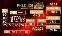 a screen shows a prediction for the 23 february 2025