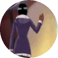 a person in a purple coat is standing in a circle and waving