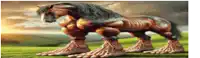 a statue of a horse with huge legs and feet