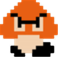 a pixel art illustration of a mushroom with a angry face .