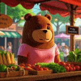 a teddy bear is standing in front of a sign that says fricky everge boler