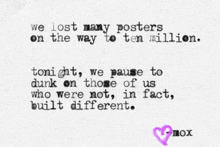 a quote that says we lost many posters on the way to ten million tonight