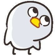 a cartoon duck with a yellow beak and big eyes is standing on a white background .