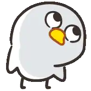 a cartoon duck with a yellow beak and big eyes is standing on a white background .
