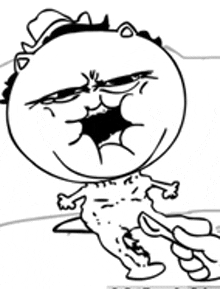 a black and white drawing of a cartoon character being scratched by a person 's hand .
