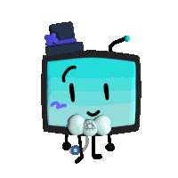 a cartoon drawing of a television with a top hat and bow tie