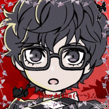 a drawing of a boy with glasses and the words " joker de kita " on the bottom