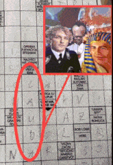 a crossword puzzle with a picture of a man and a pyramid