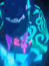 a drawing of a person with a blue and purple swirl