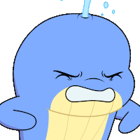 a cartoon whale with water coming out of its nose
