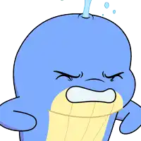 a cartoon whale with water coming out of its nose