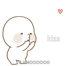 a cartoon of a person blowing a kiss with hearts behind him
