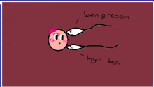 a drawing of a girl with a bow on her head and a sperm coming out of her