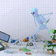 Skeleton Chores GIF - Skeleton Chores Mop GIFs