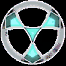 a pixel art of a soccer ball with a blue center