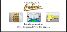 an advertisement for america online with a key and a globe