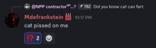 a screenshot of a discord conversation between npp contractor and mdfrankstein