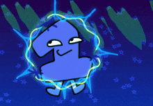 a cartoon drawing of a skull with glowing lights coming out of it