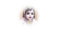 a painting of a baby krishna wearing a pearl necklace