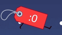 a red tag with the letters : d on it